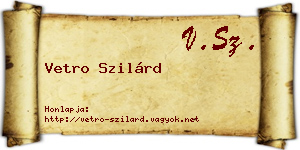 Vetro Szilárd névjegykártya